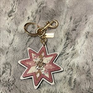 Coach Pink and Gold Star Keychain